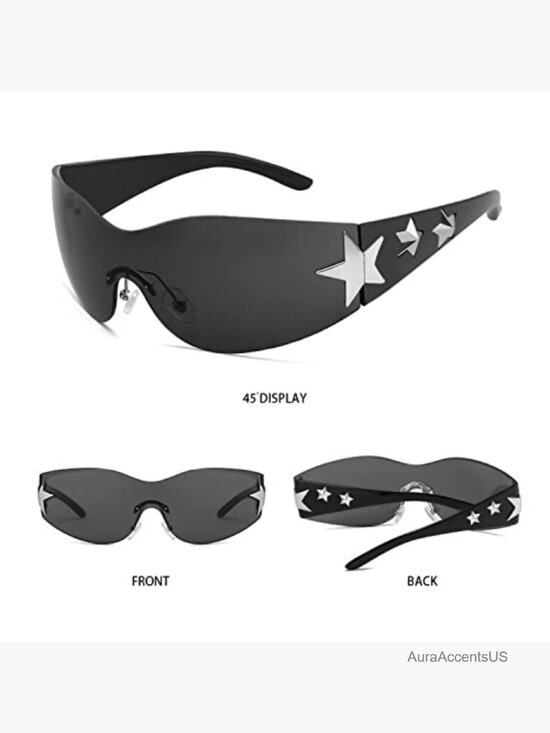 Rimless Y2K Star Wrap Sunglasses Shield Shades Unisex main image 4